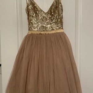 Fashion Nova Women’s Gold Sequin Tulle Dress